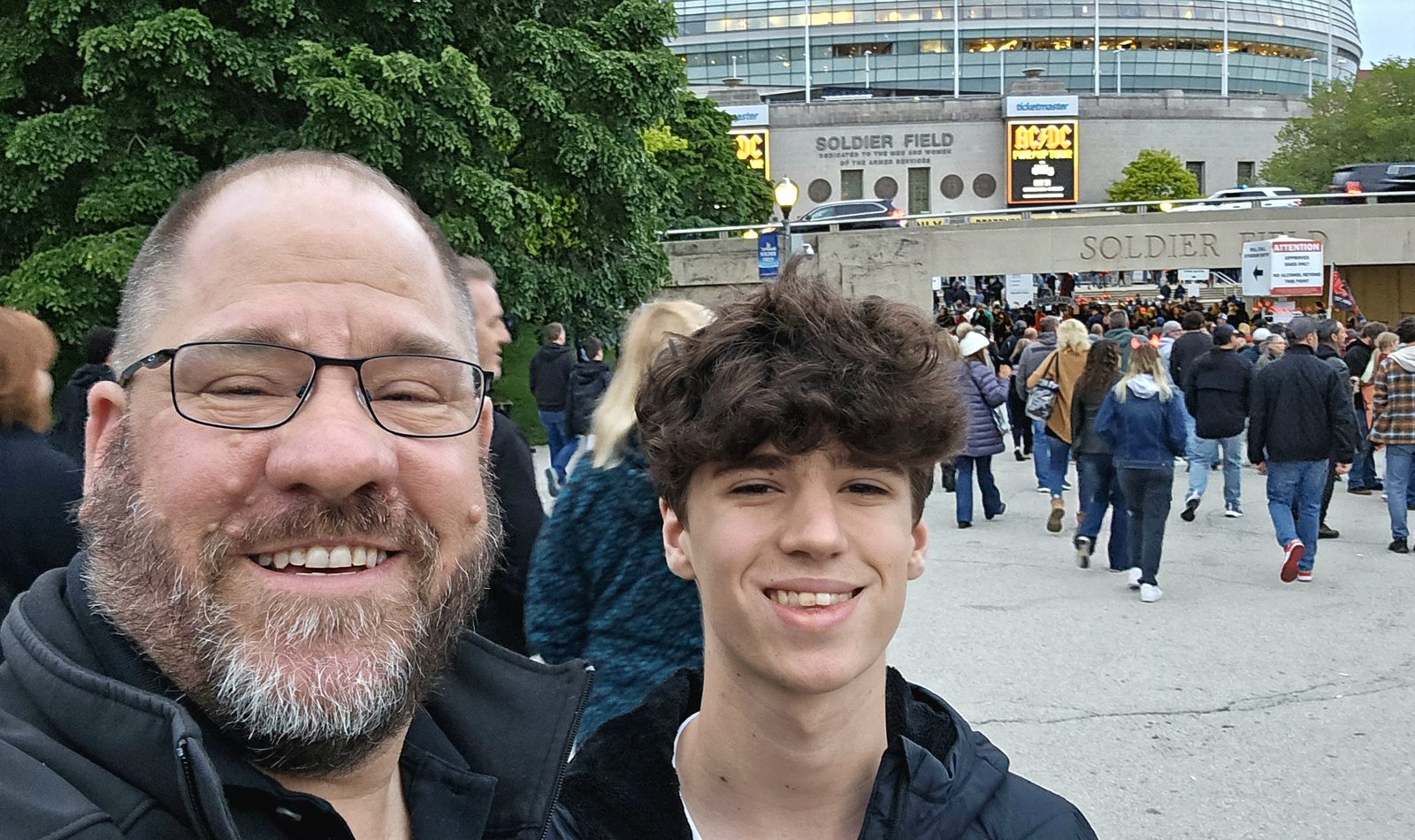 Thomas and me arriving at Soldier Field