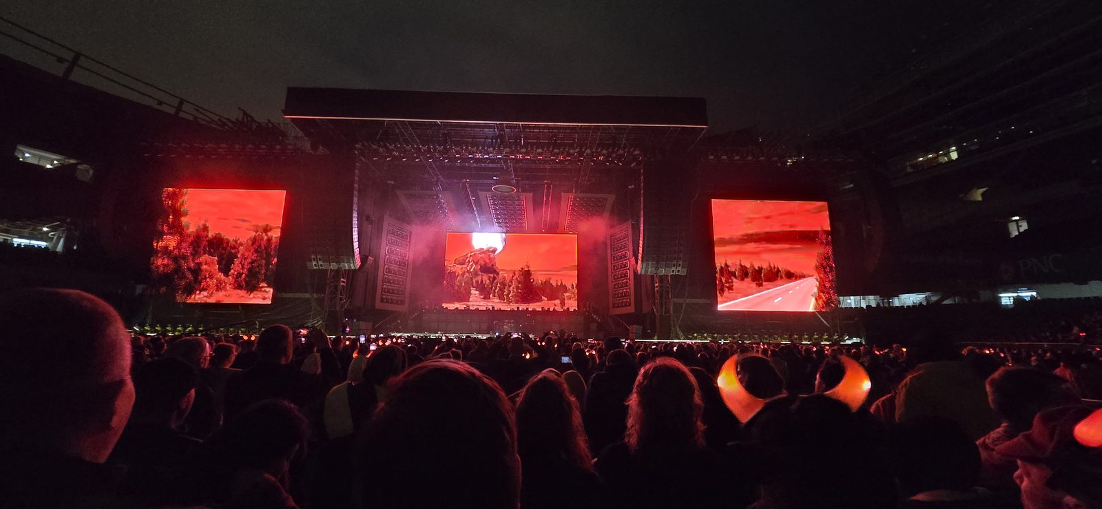 The stadium lit up as the show begins