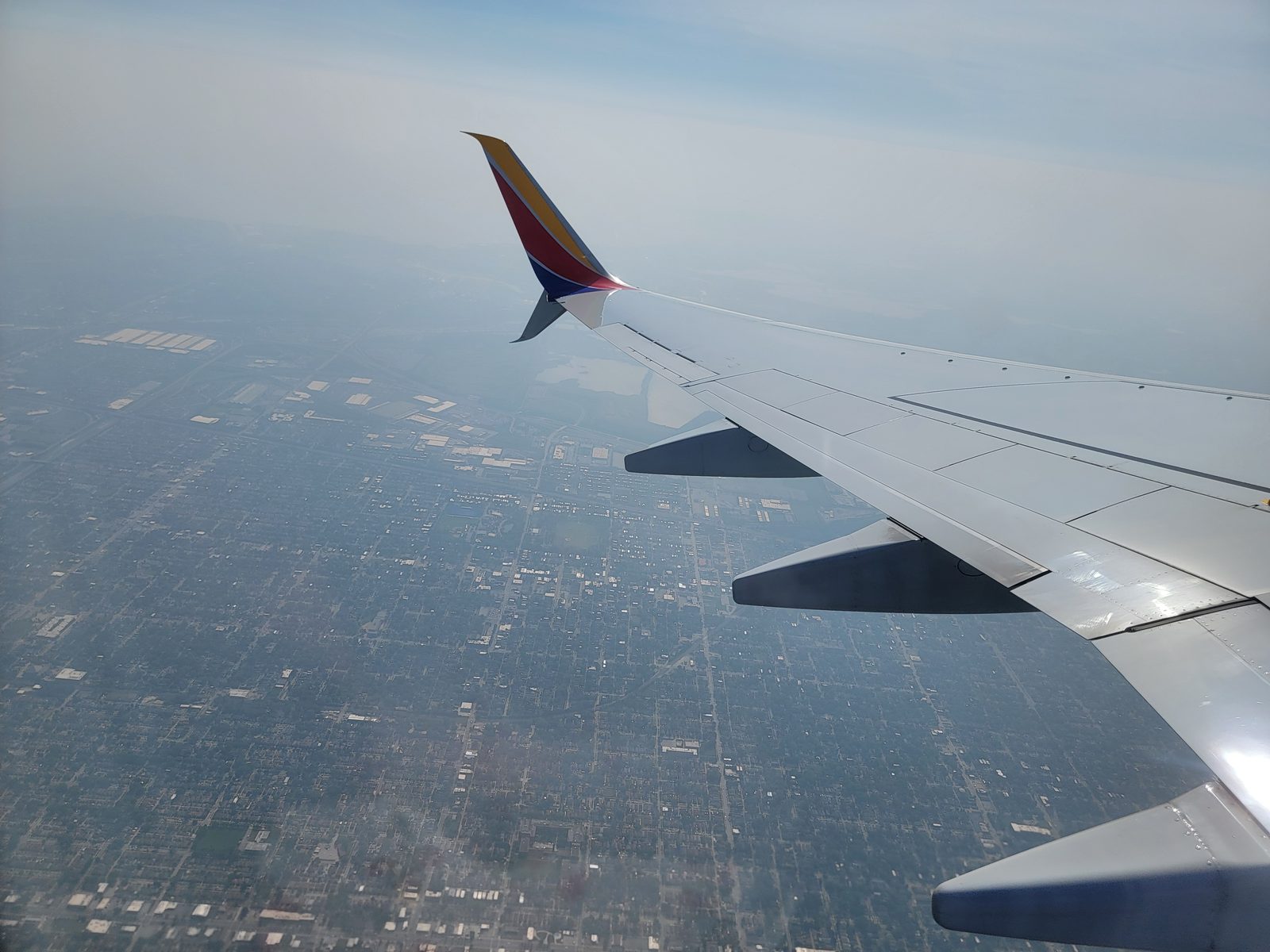 Wheels up from Chicago, wing view