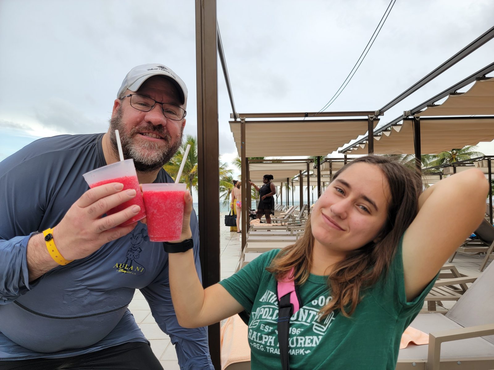 Poolside drinks after checking in