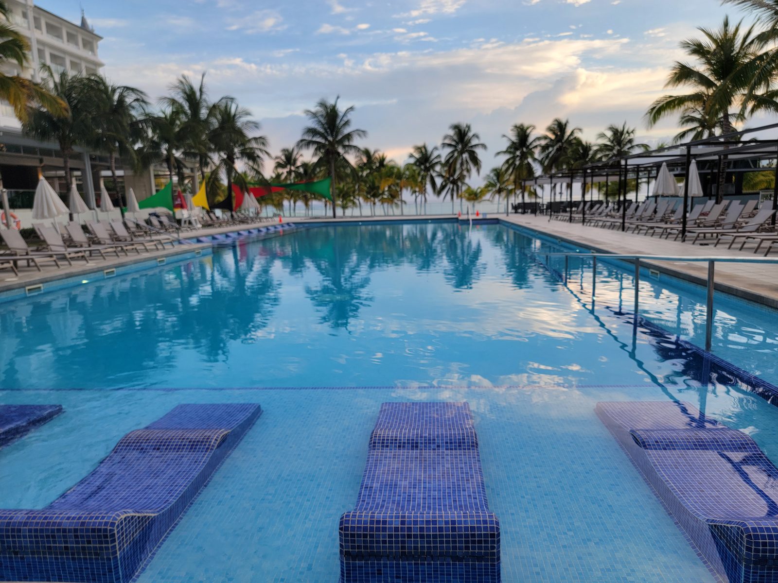 Sunrise over the pool before the resort woke up