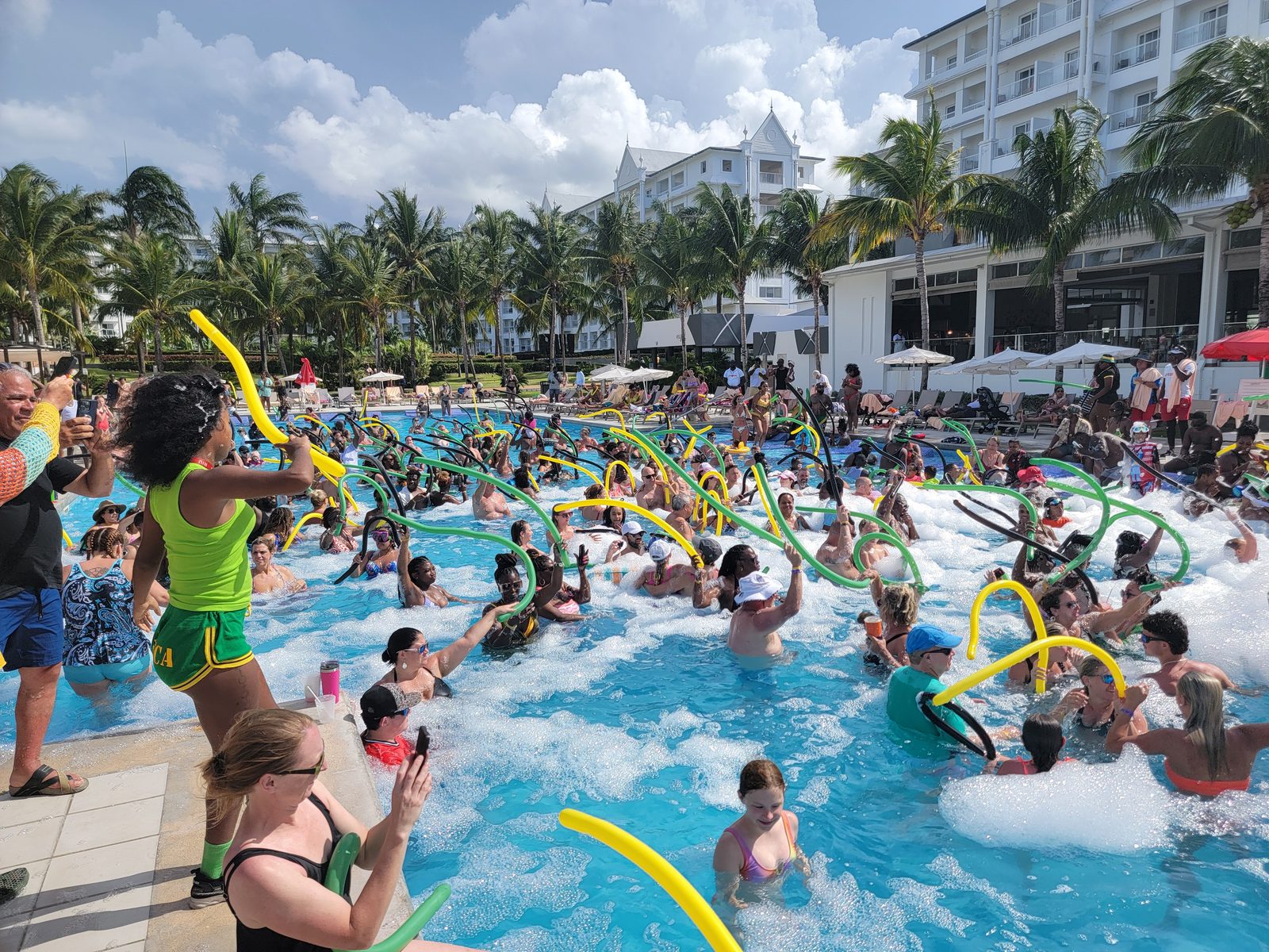 The foam party takes over the pool