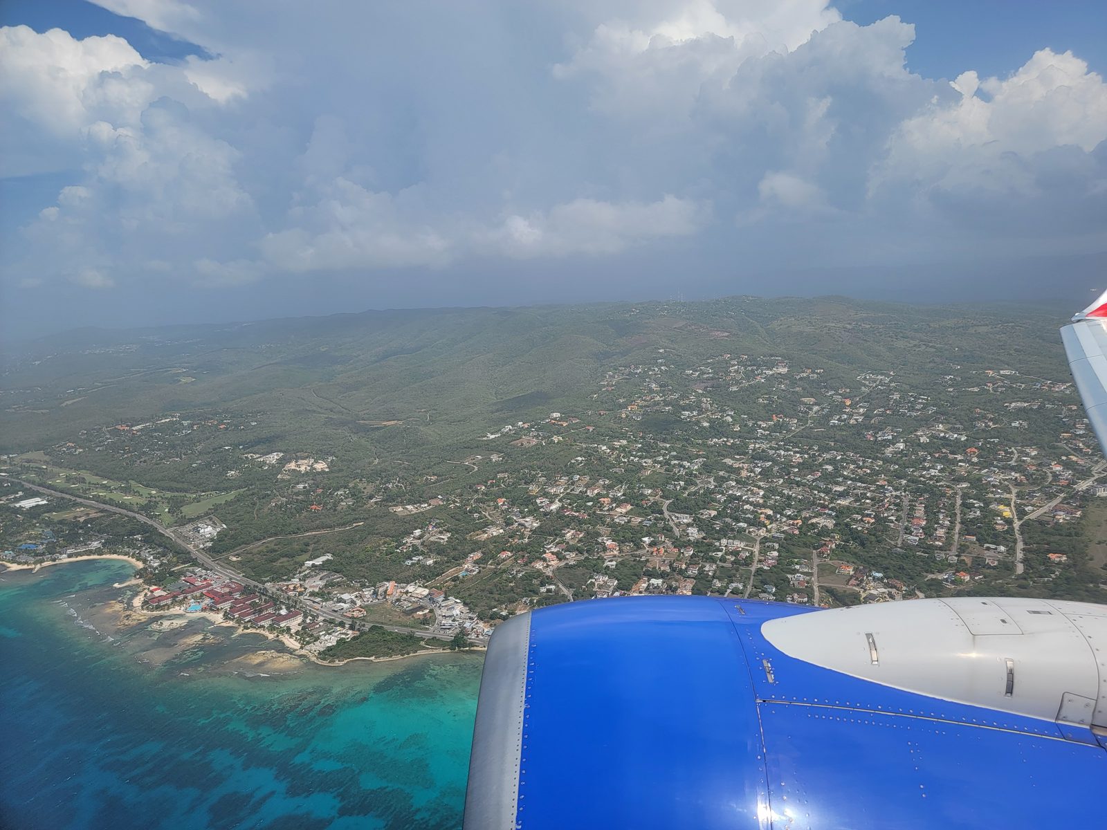 Jamaica falling away below us as we flew home