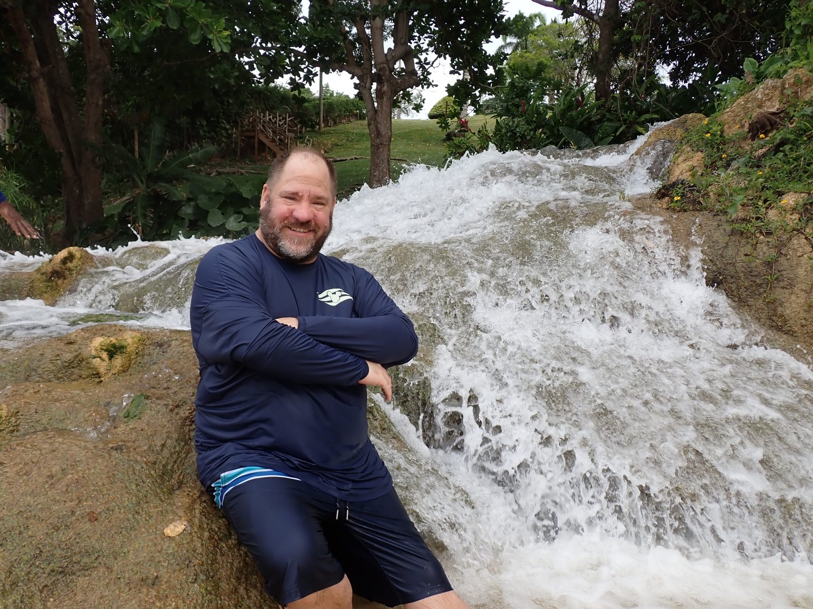 Michael taking a break at Dunn's River Falls