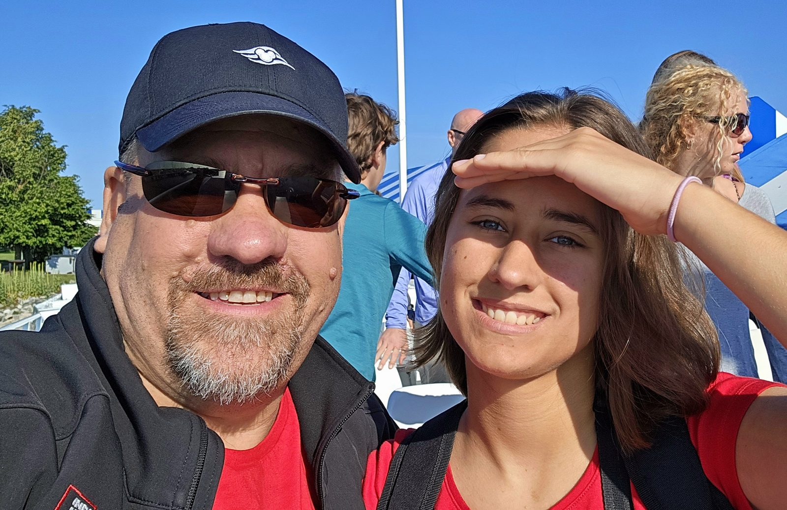 Lisa and me on the ferry to Mackinac Island