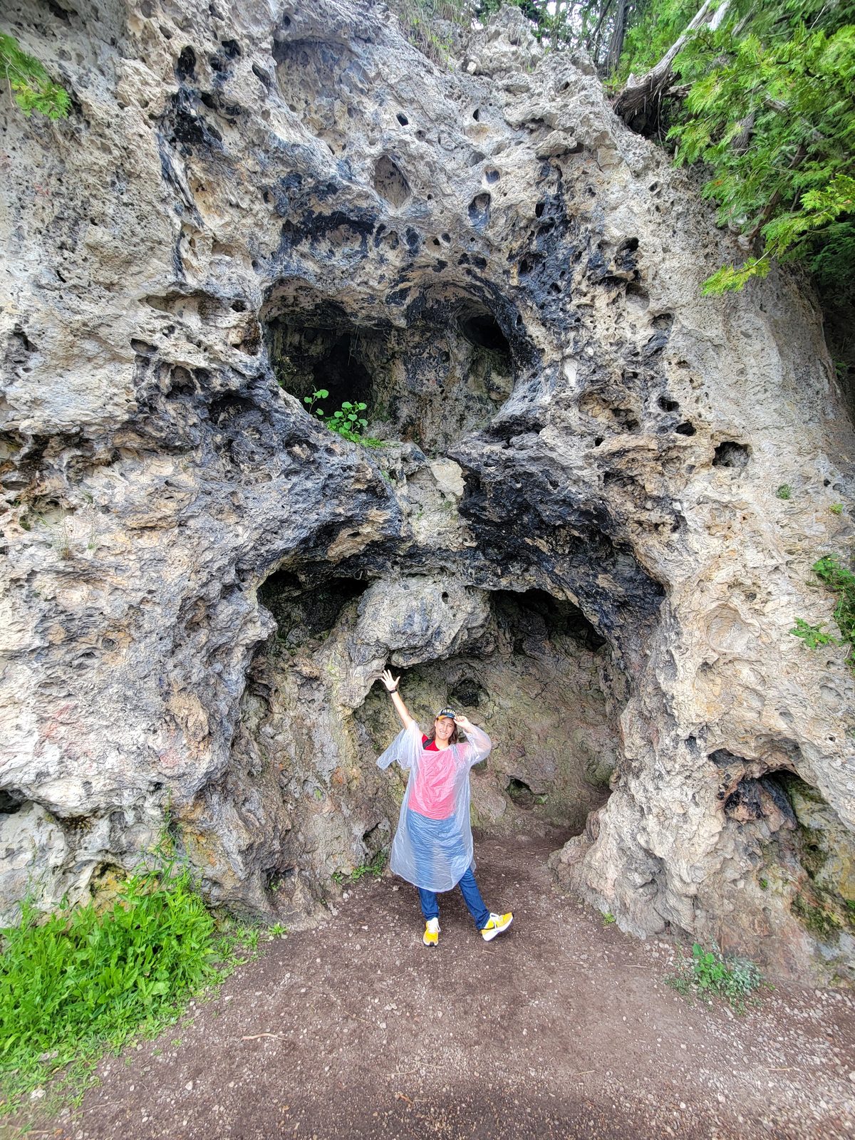 Lisa framed by the rock formation