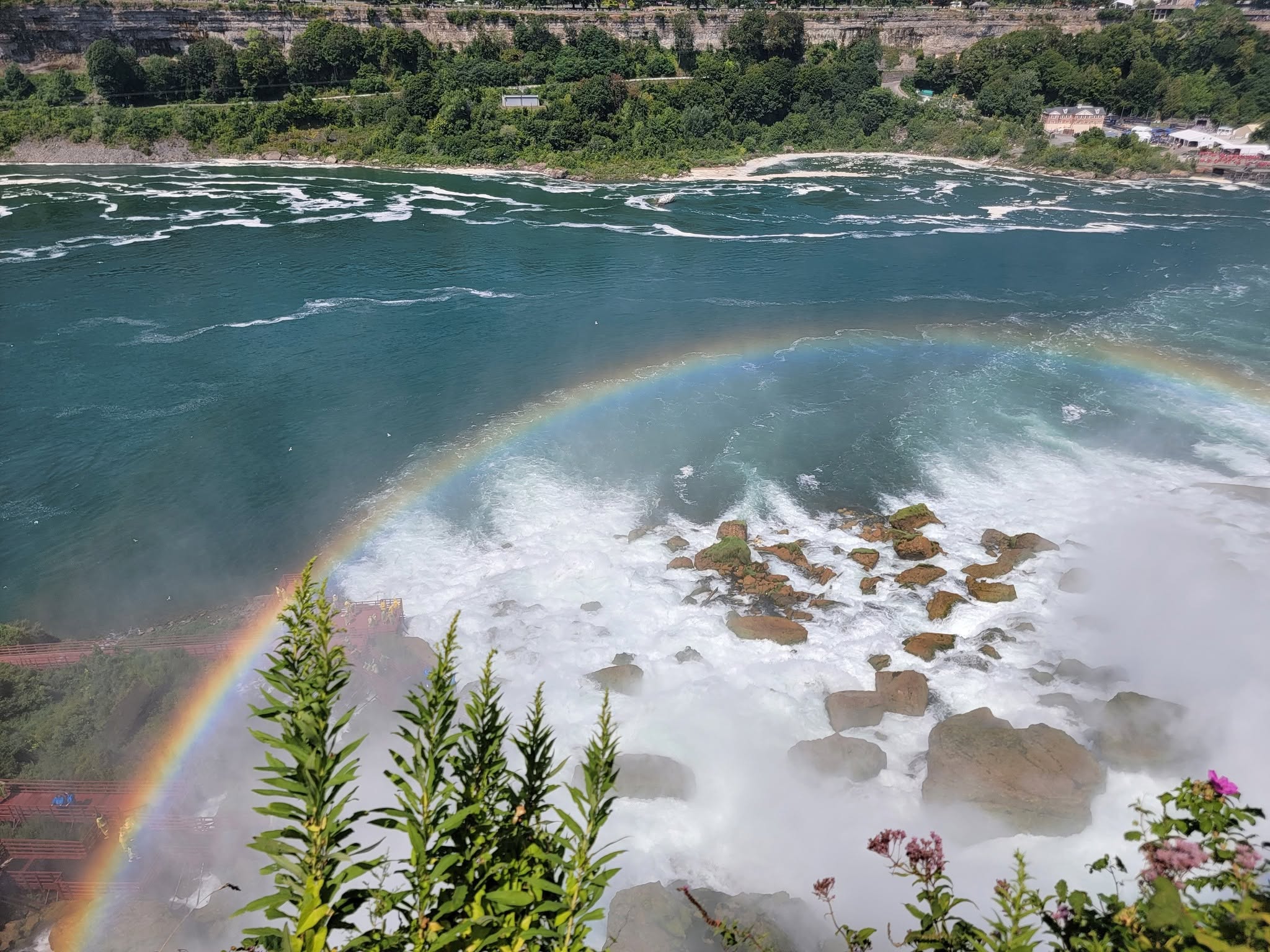 A rainbow over the rapids on the New York side