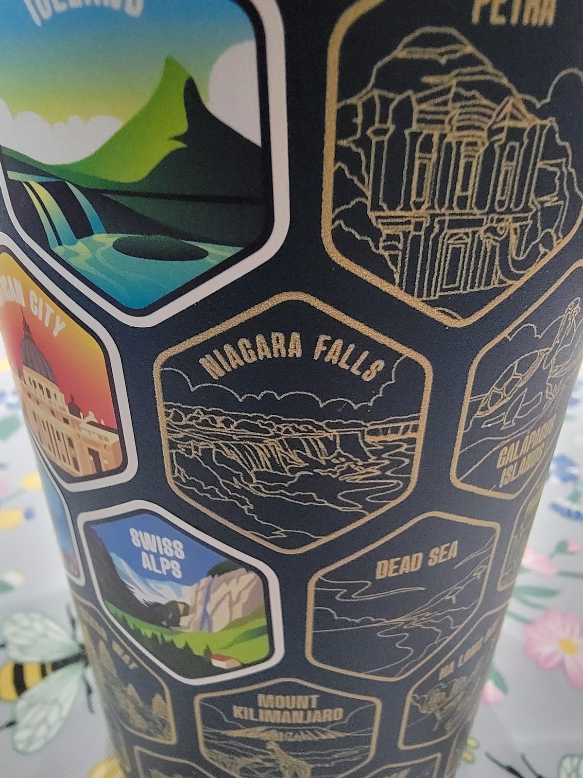 Kathy's travel mug, engraved with Niagara Falls