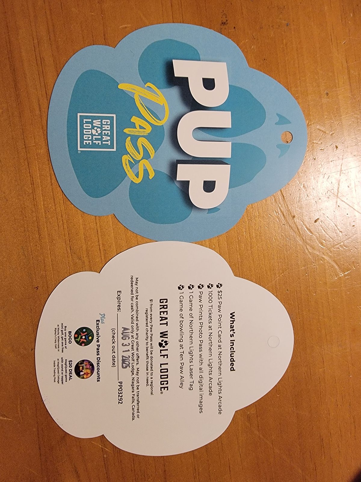 Our Pup Pass for the water park