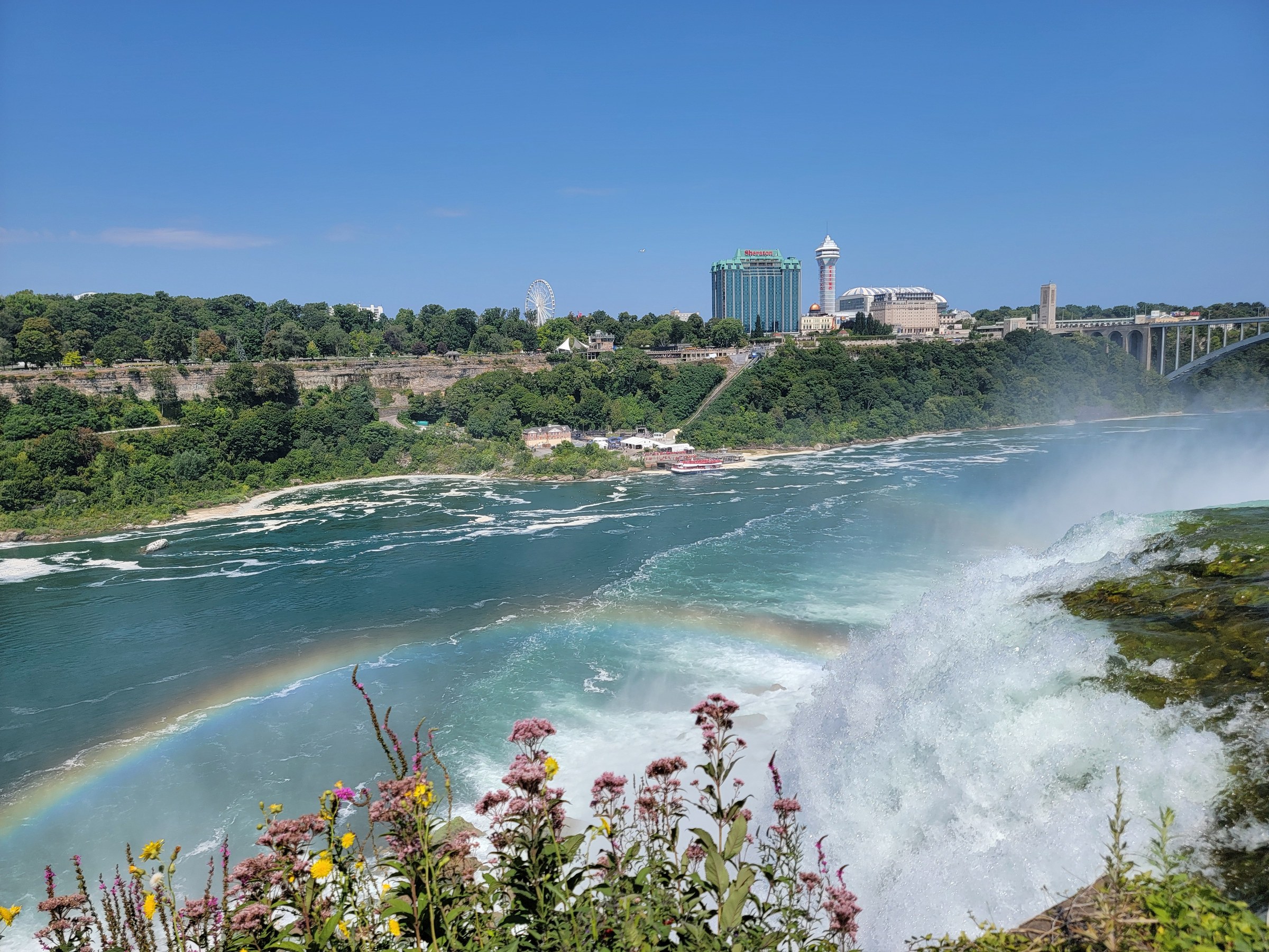 A rainbow in the mist at the American Falls