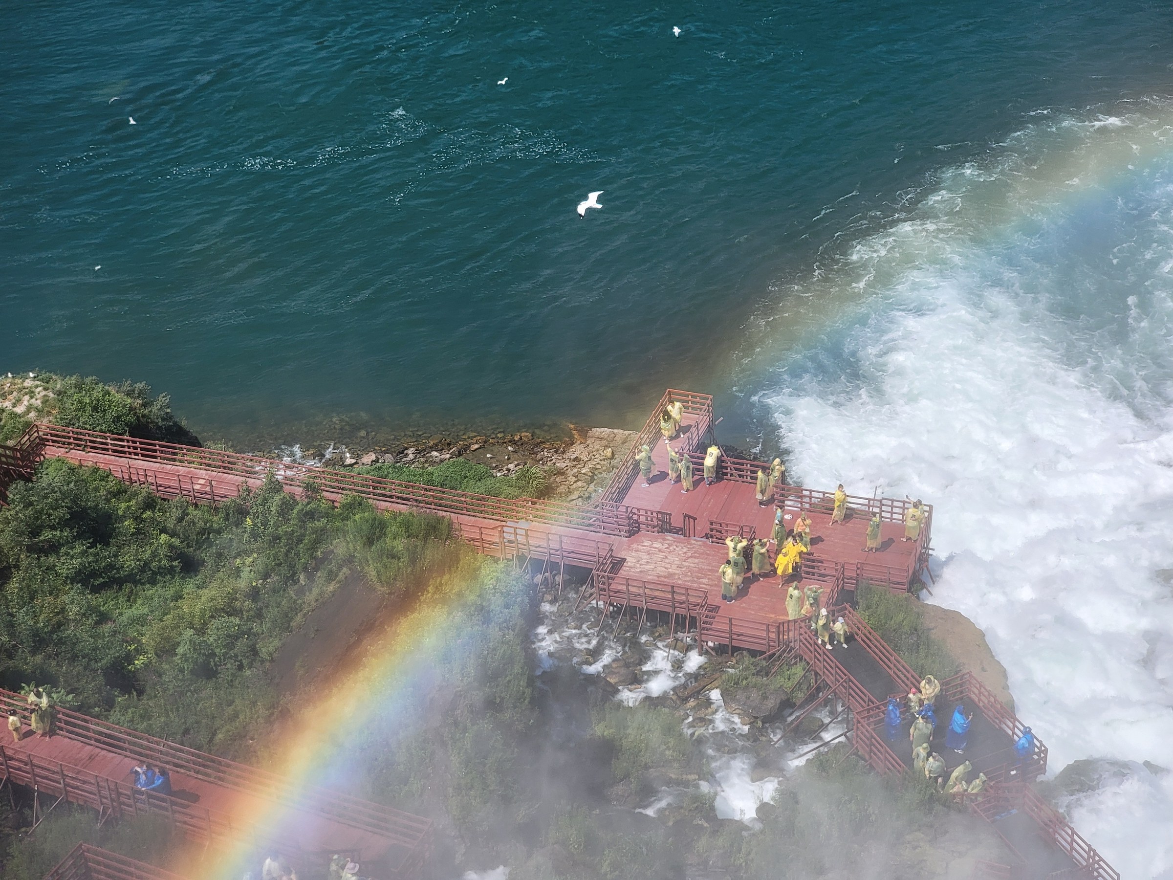 A rainbow over the Cave of the Winds decks