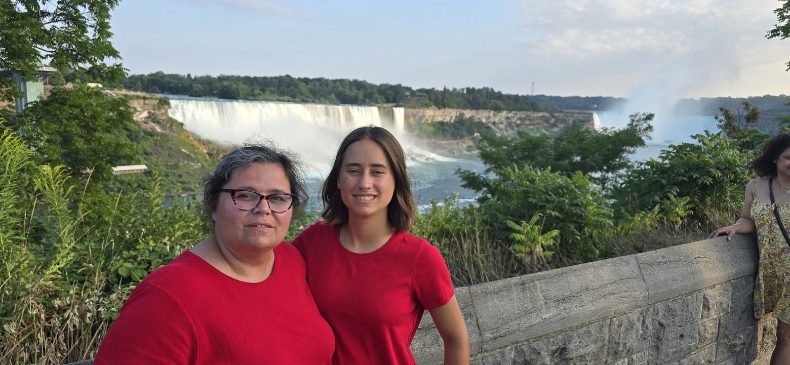 Kathy and Lisa above the falls