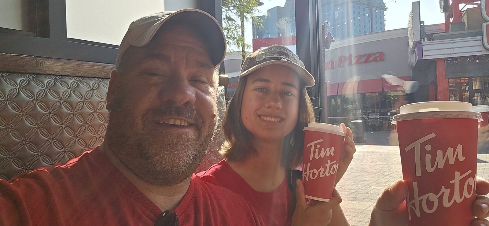Michael and Lisa with Tim Hortons coffee