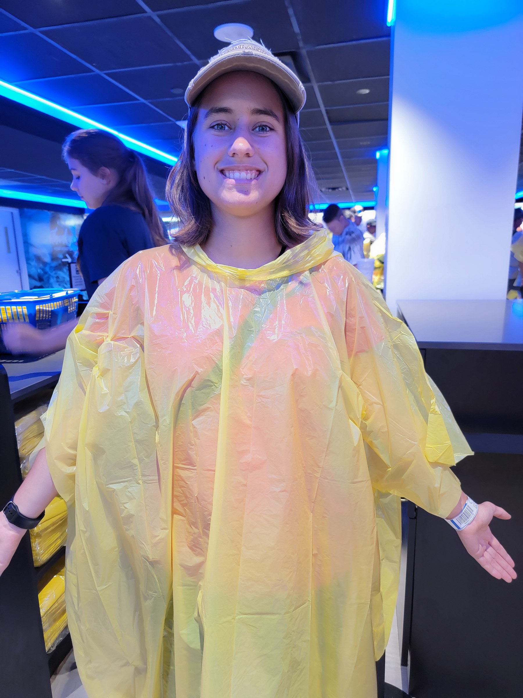 Lisa in her yellow poncho