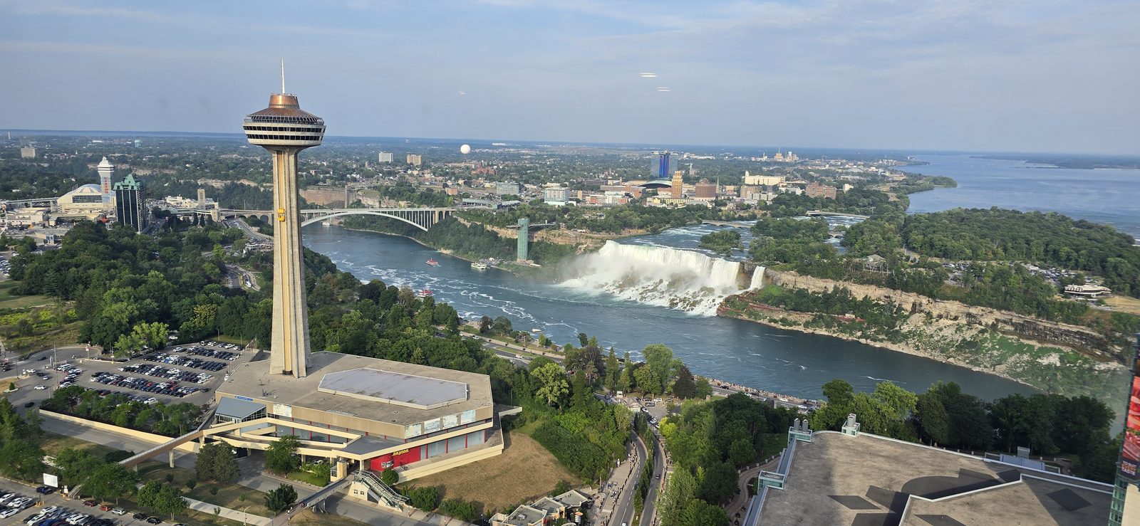 The falls and the Skylon Tower from above