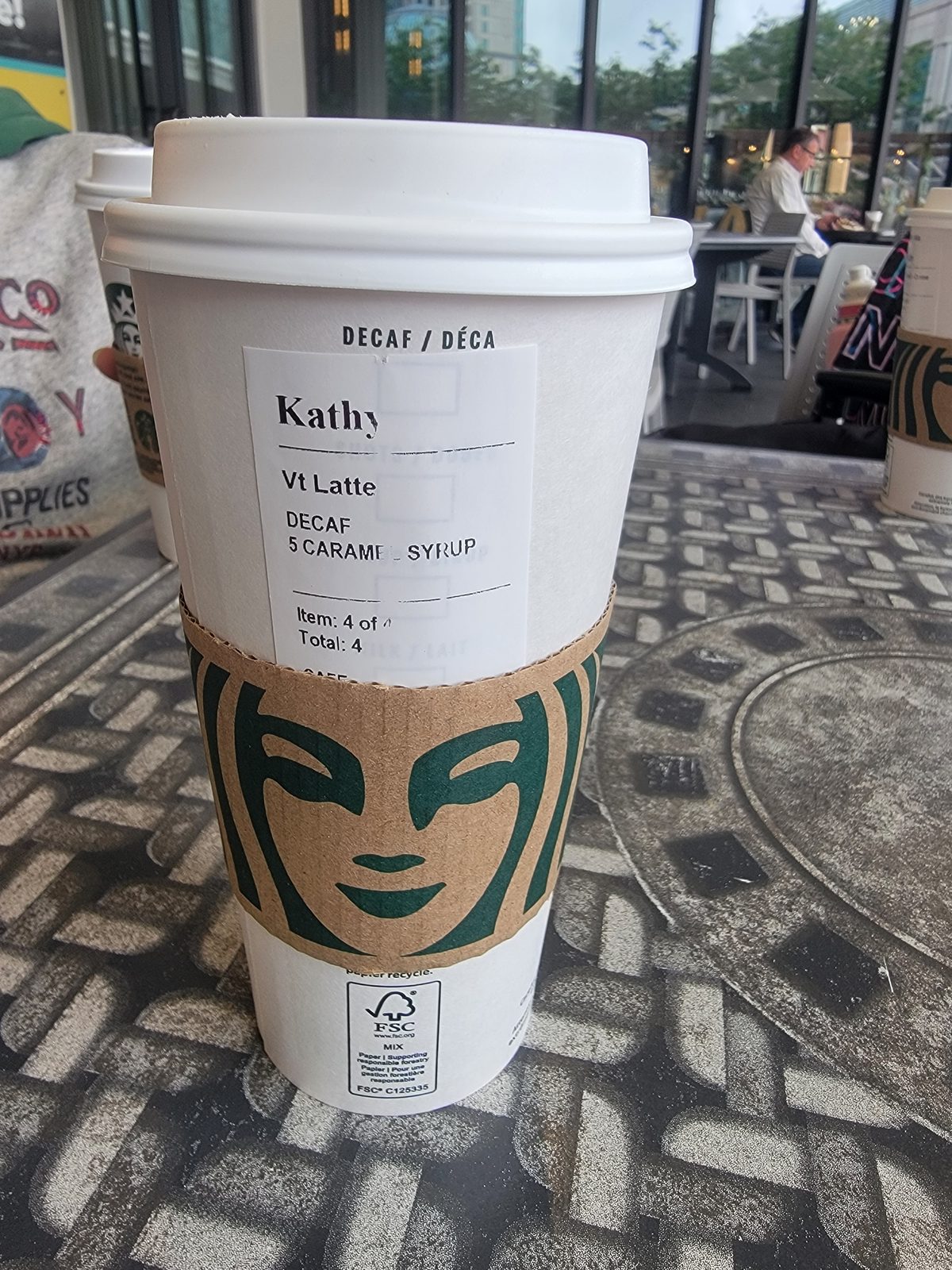 Kathy's coffee order to go