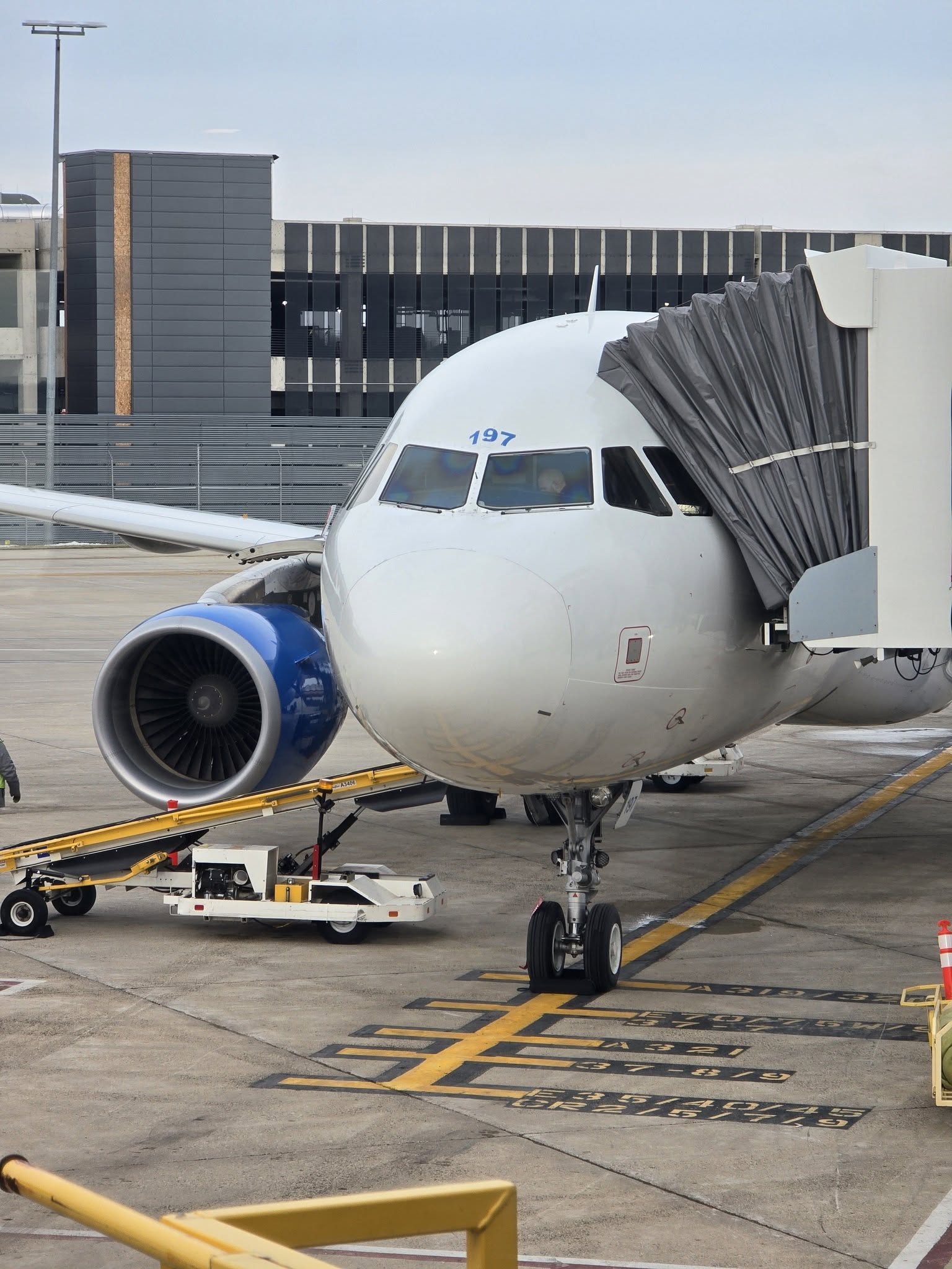 Our plane at the gate on Christmas Eve