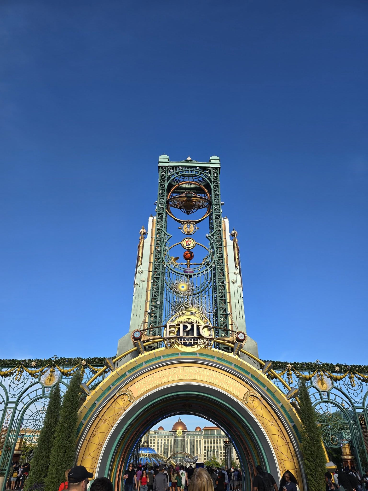 The Epic Universe gateway on Christmas morning