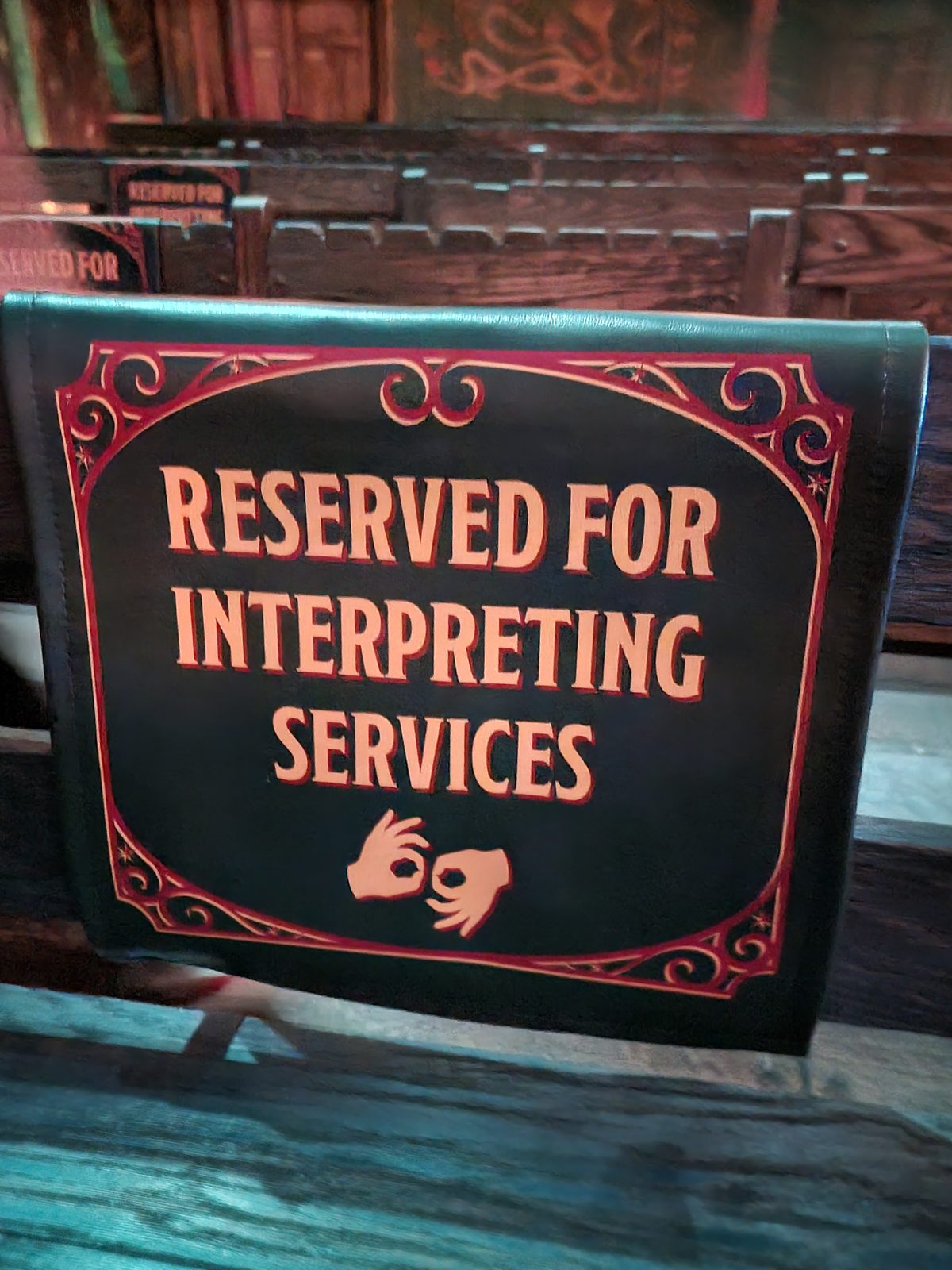 Reserved seating for ASL interpreting services