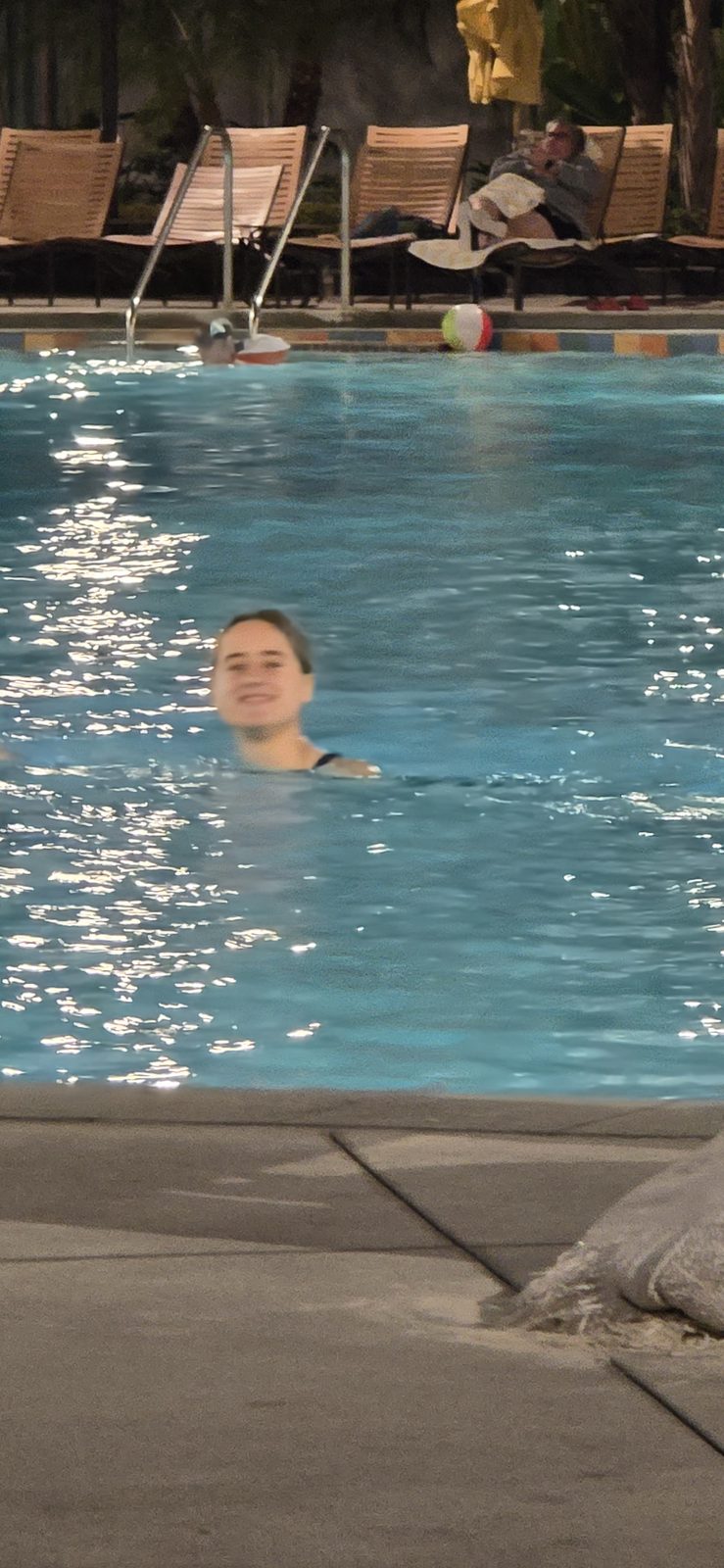 Thomas in the hotel pool