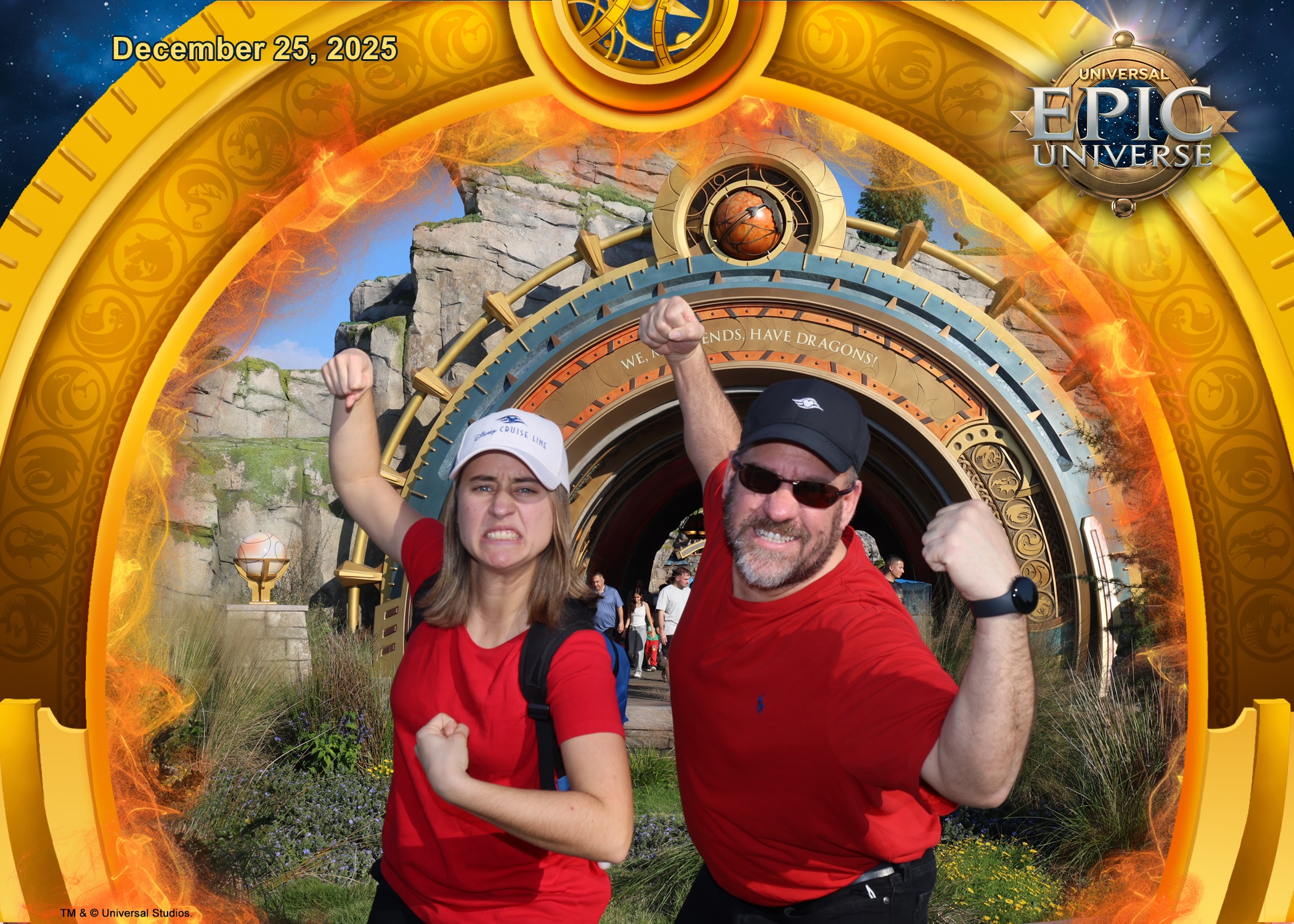 Lisa and Michael flexing at the portal