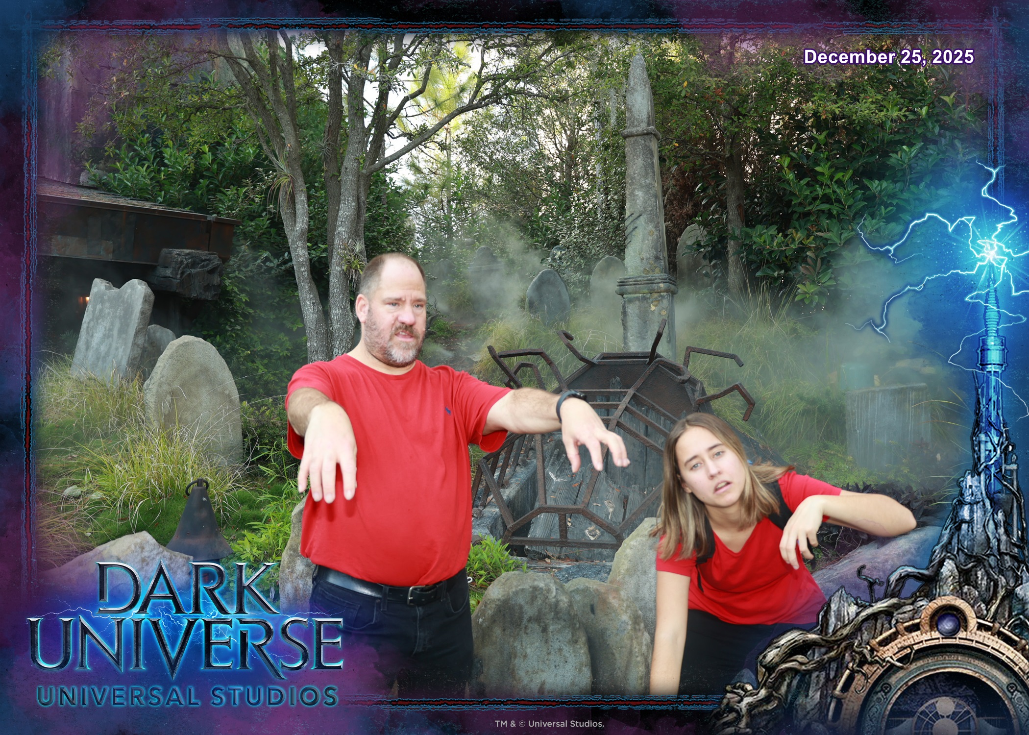 Lisa and Michael doing our best monsters in Dark Universe