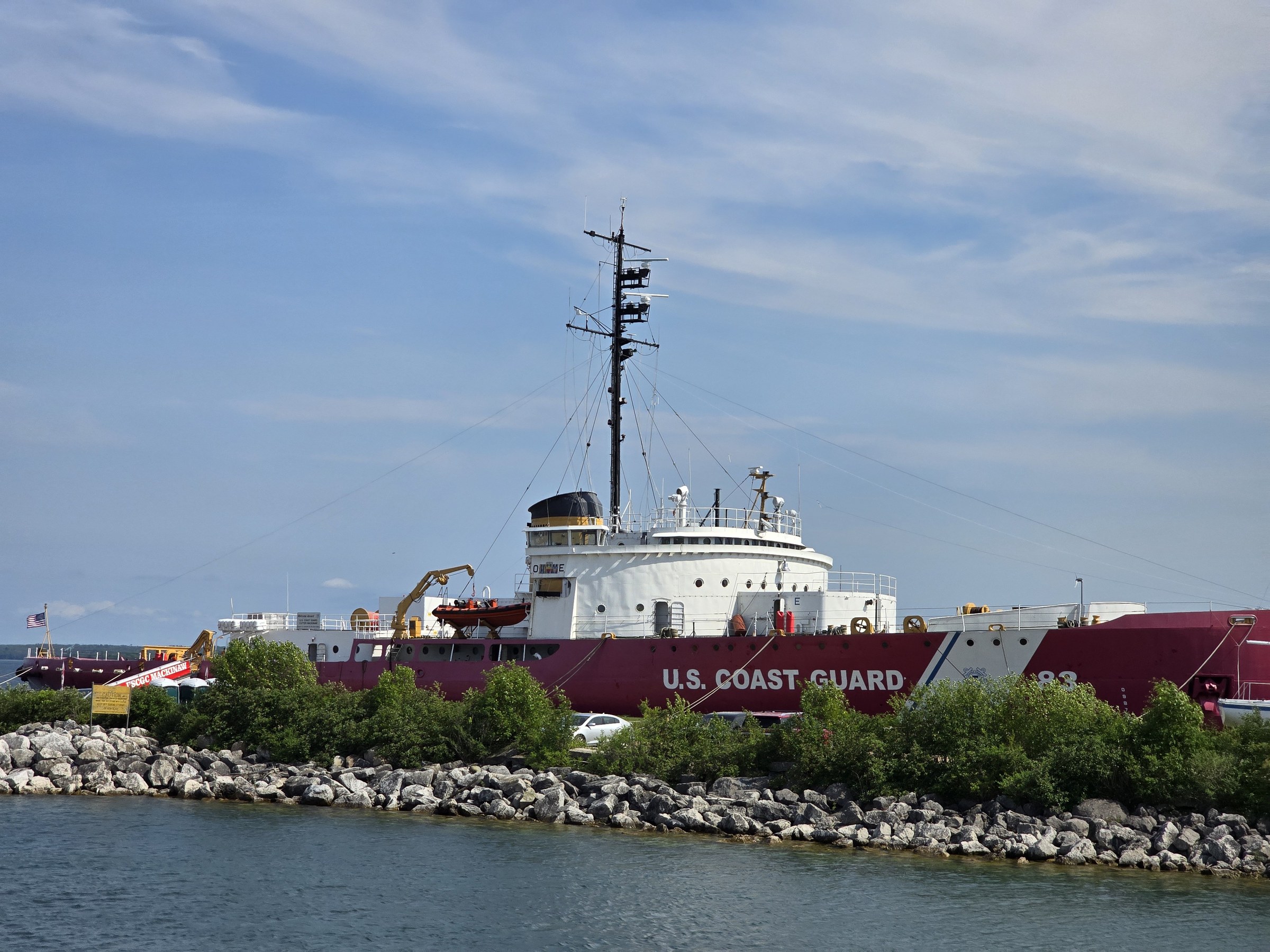 The icebreaker Mackinaw at her dock in Mackinaw City