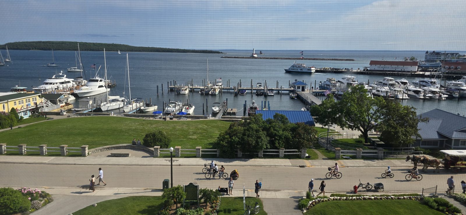 The marina below our room, no cars on the island