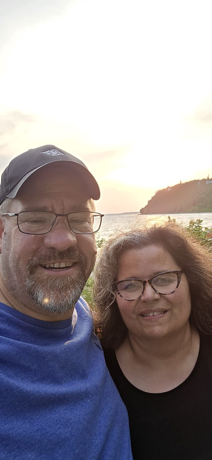 Kathy and me at sunset on Mackinac Island