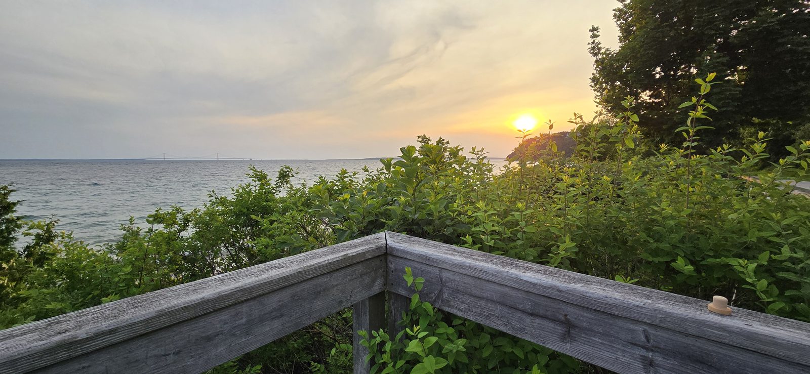 Sunset from the boardwalk on Mackinac Island