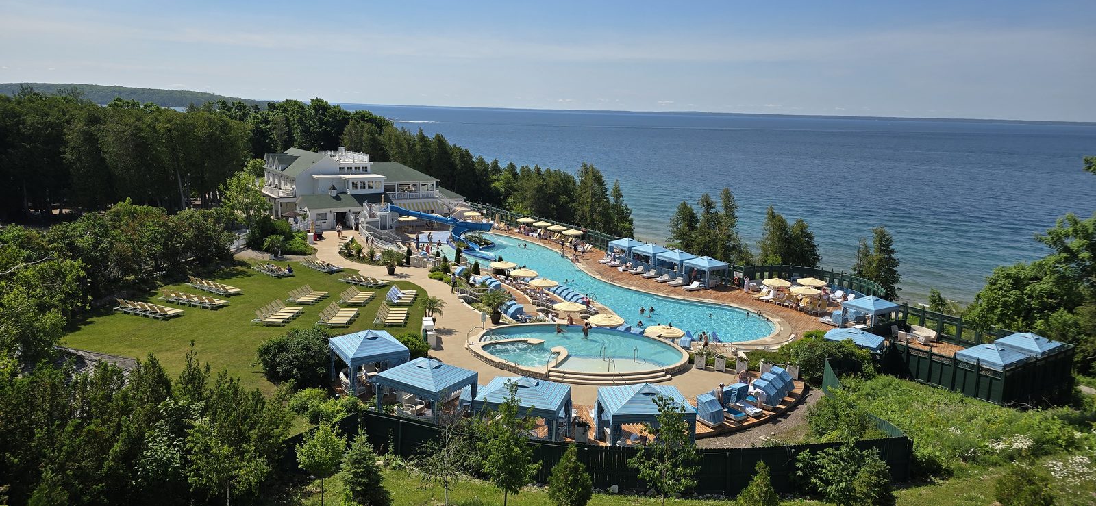 The Grand Hotel's pool above the lake