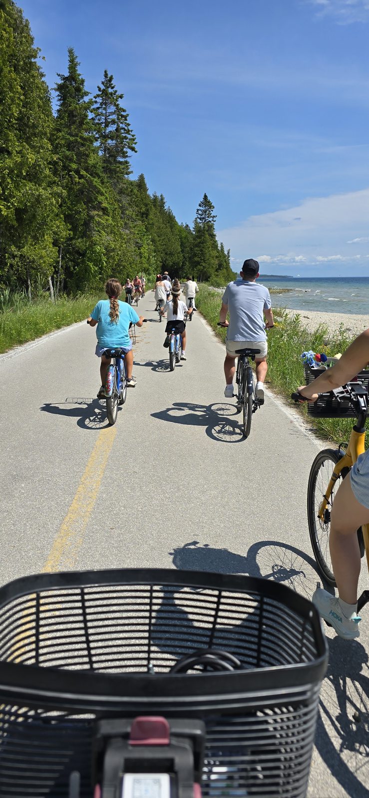 Biking the shore road around Mackinac Island