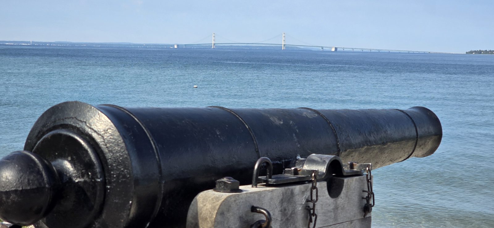 A cannon overlooking the strait at british landing