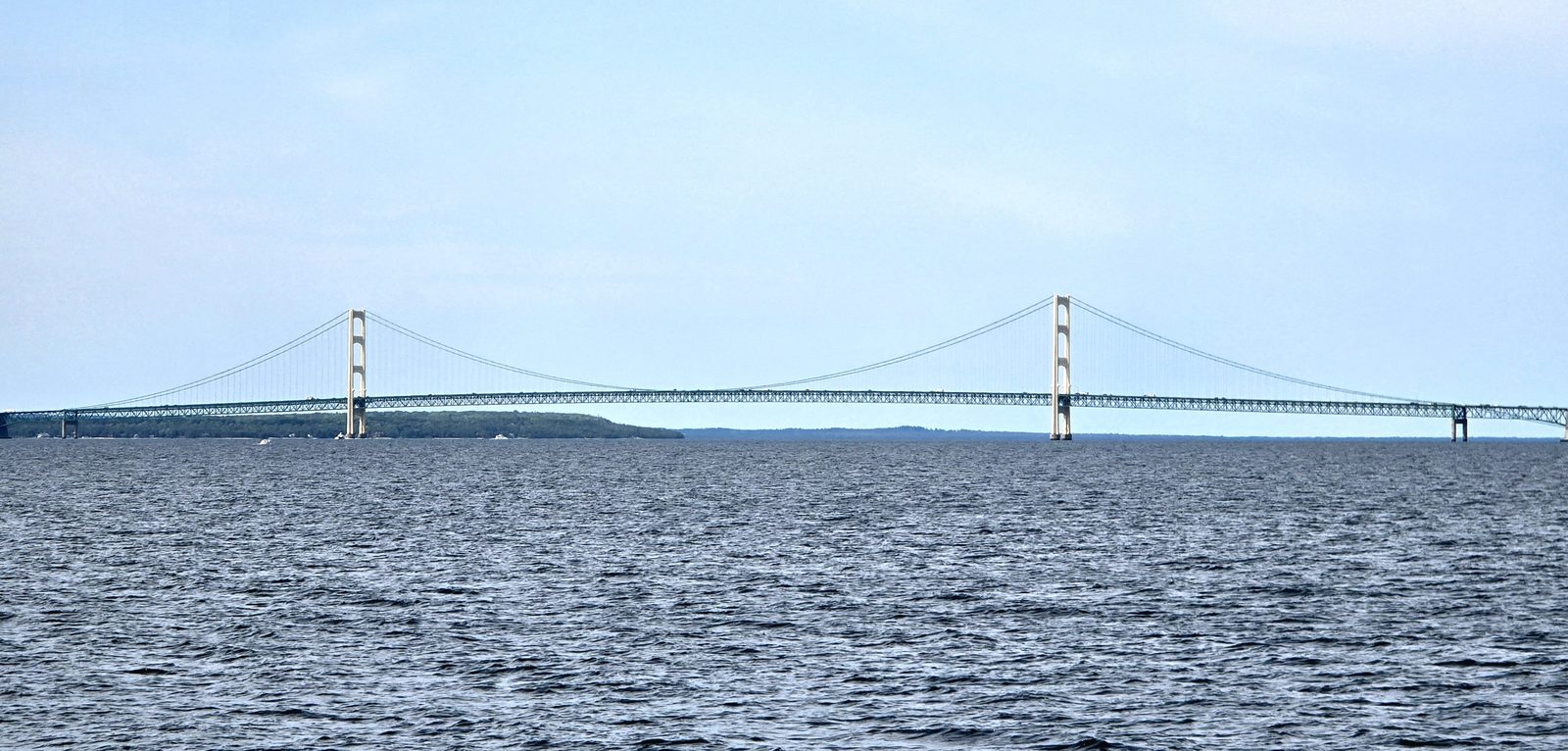 The Mackinac Bridge from the ferry on the morning boat ride