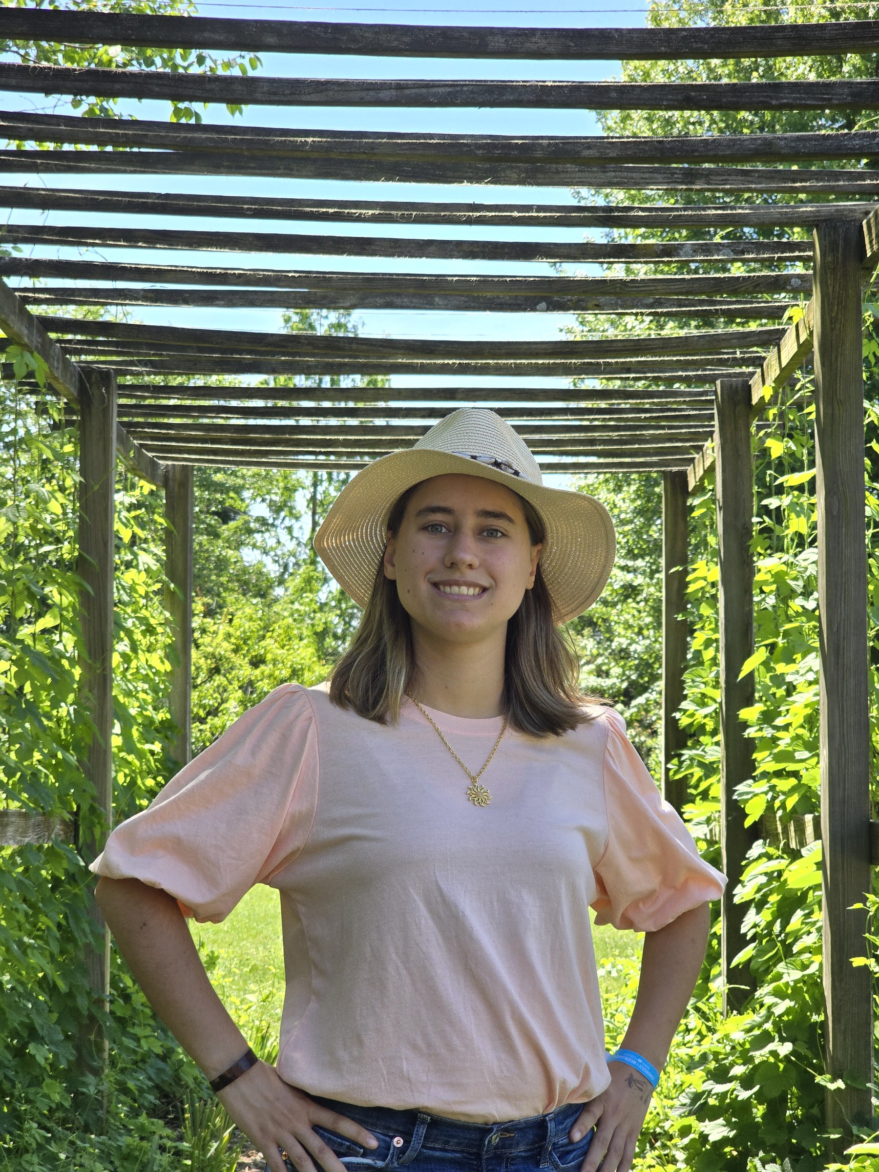 Lisa under the pergola