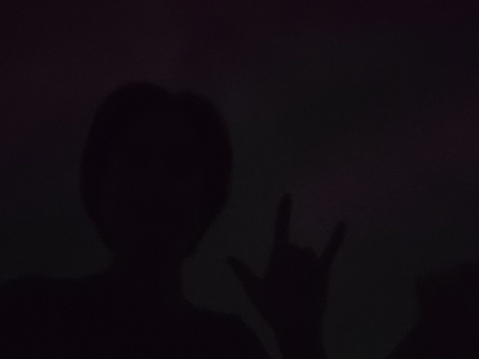 Lisa signs I love you against the glow