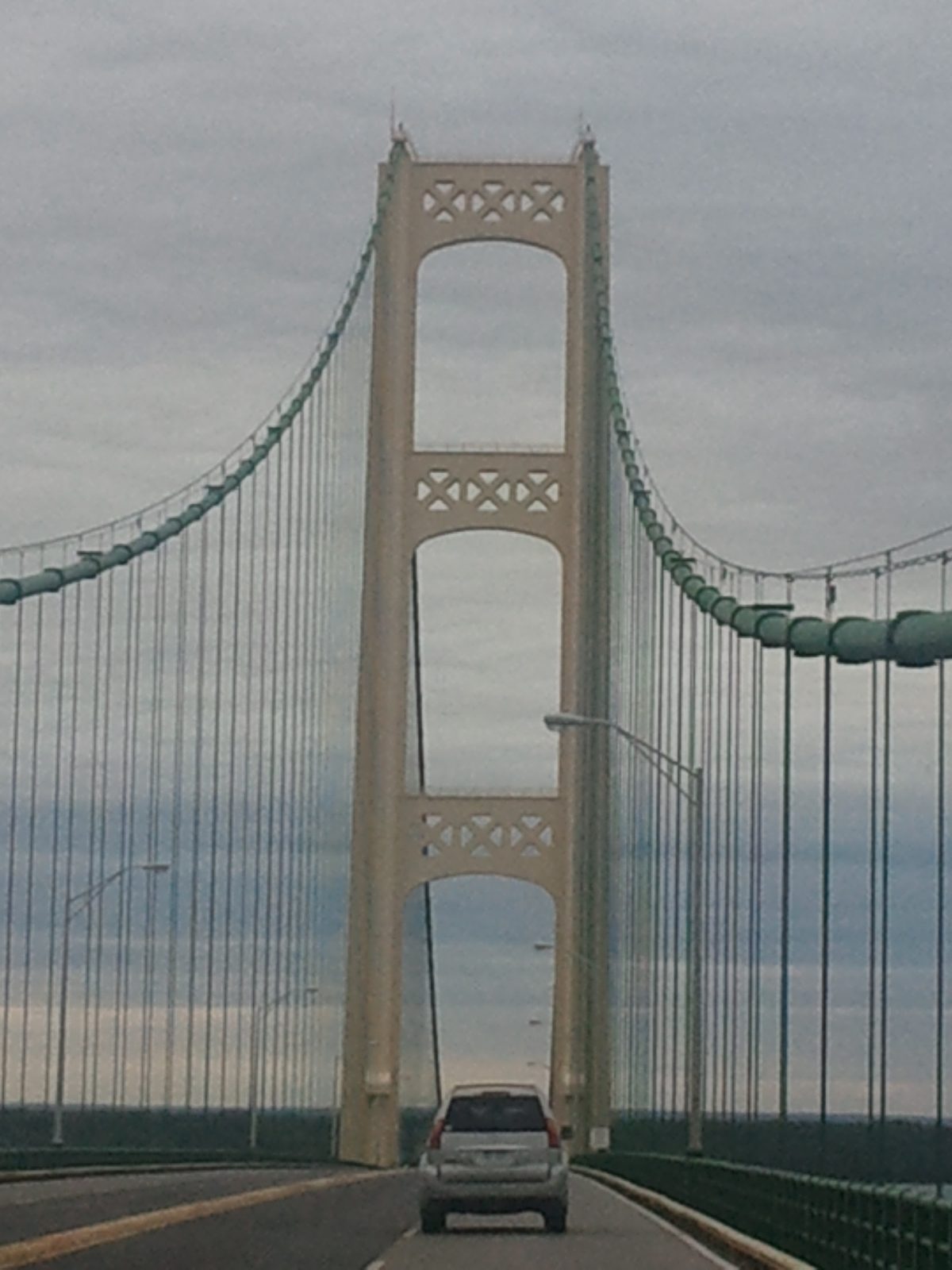 The bridge towers rising overhead