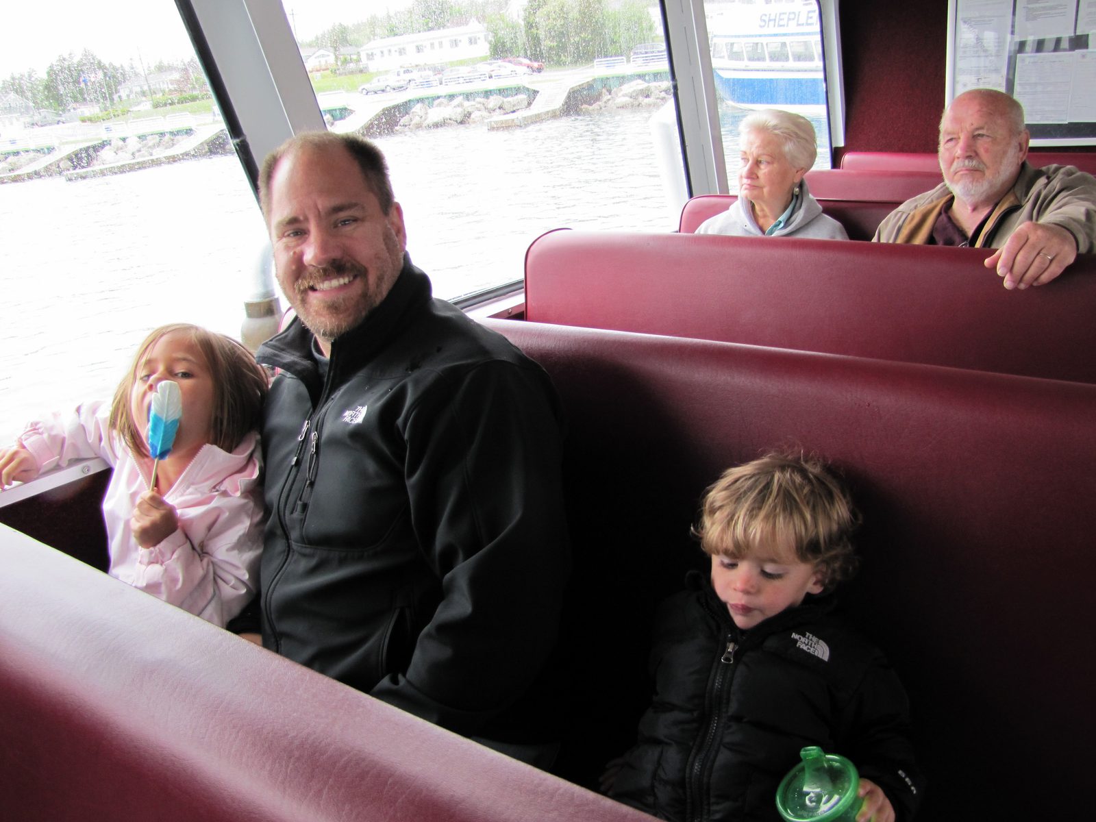 Sharing popsicles with Lisa on the ferry over