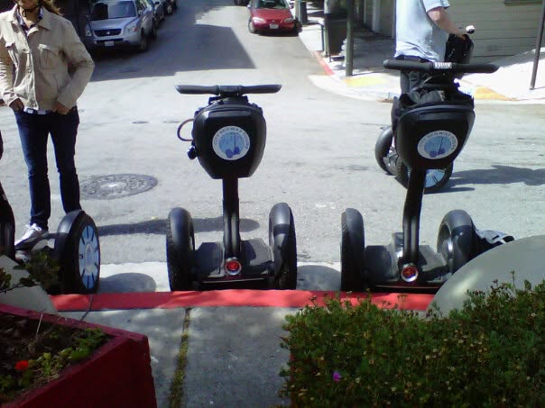 Segways at rest near Coit Tower