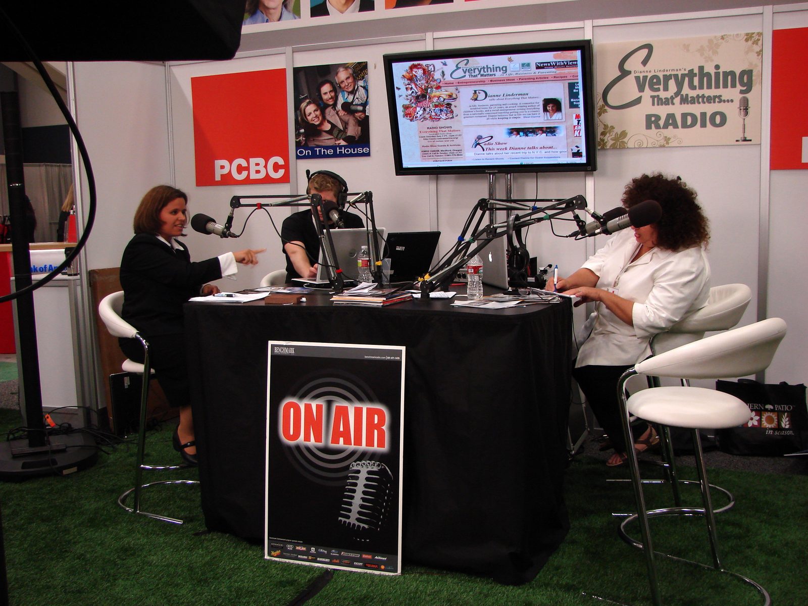 Kathy waiting to go on the air at the conference