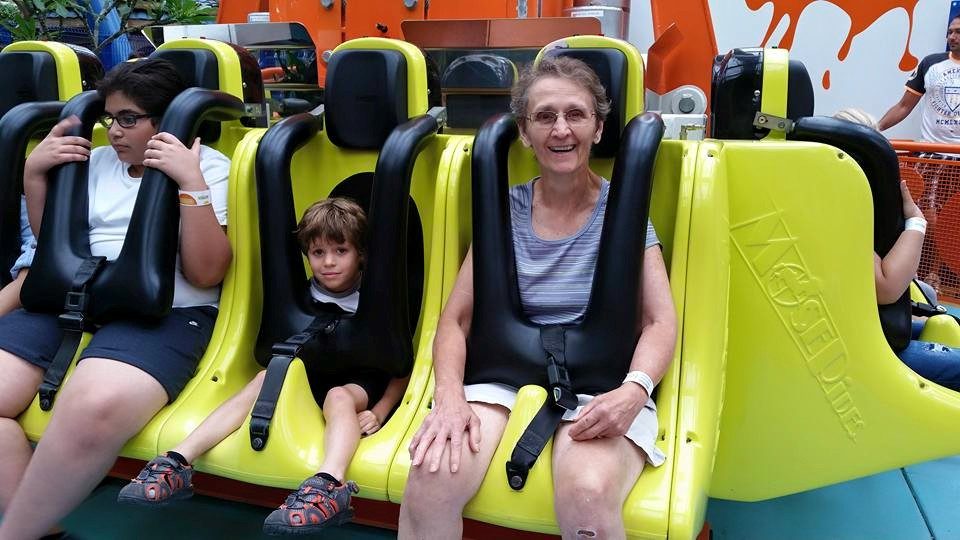Thomas and Grandma ride the Rock Bottom Plunge