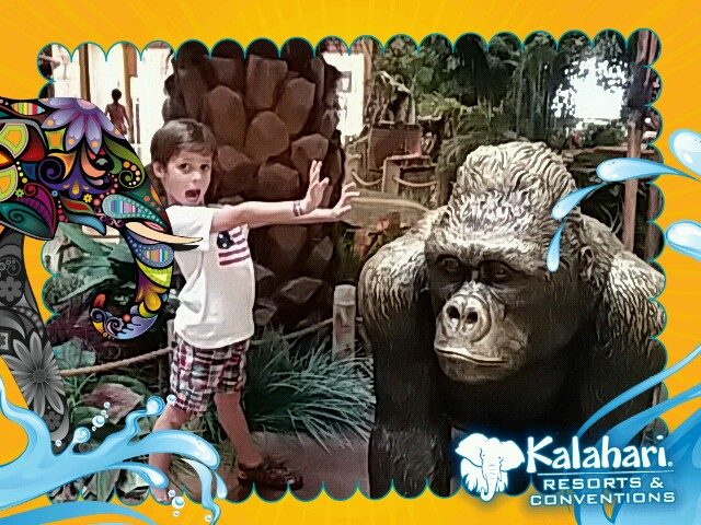 Thomas makes a face at the gorilla backdrop