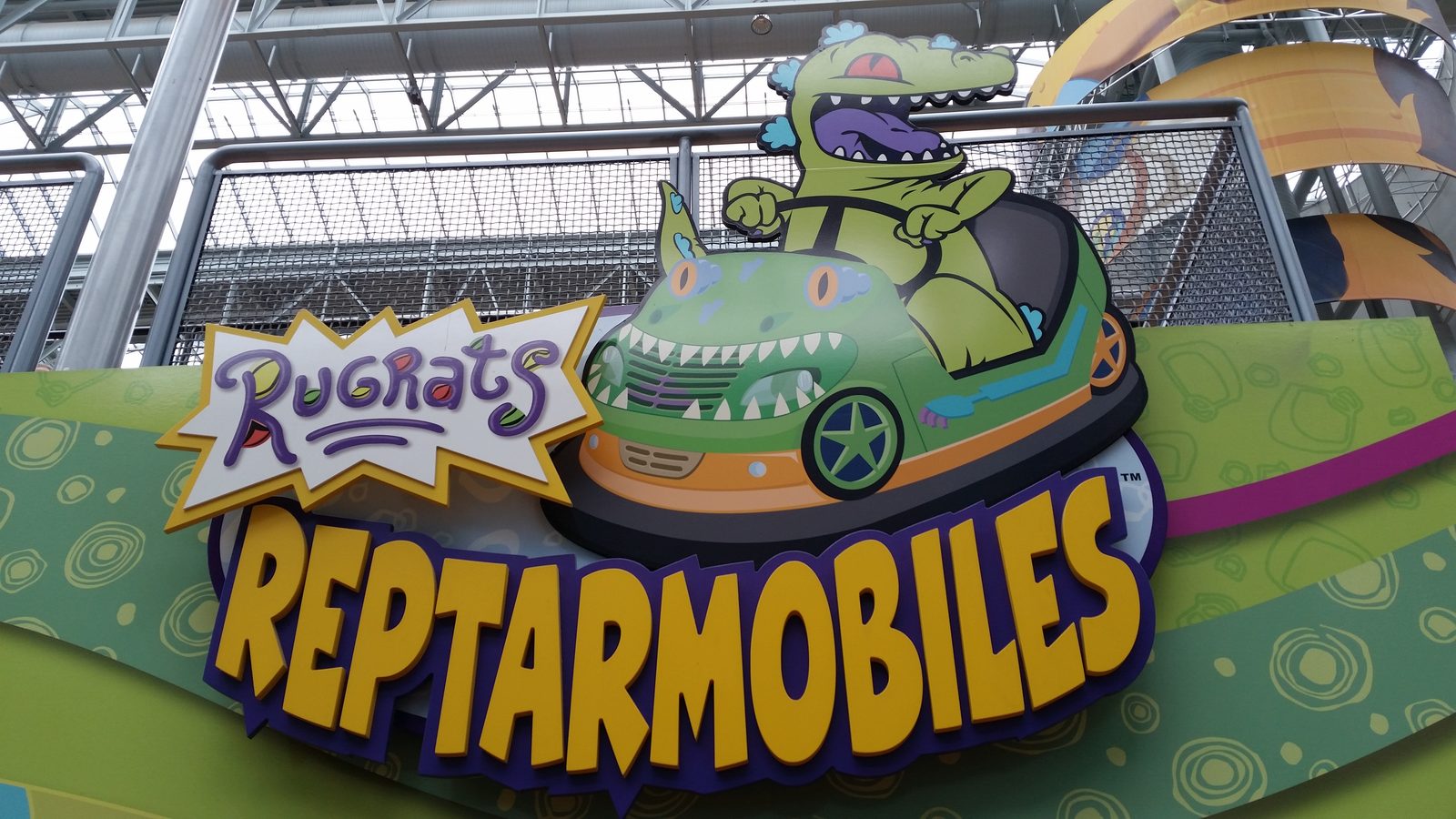 The Reptarmobiles, bumper cars styled after Rugrats' Reptar