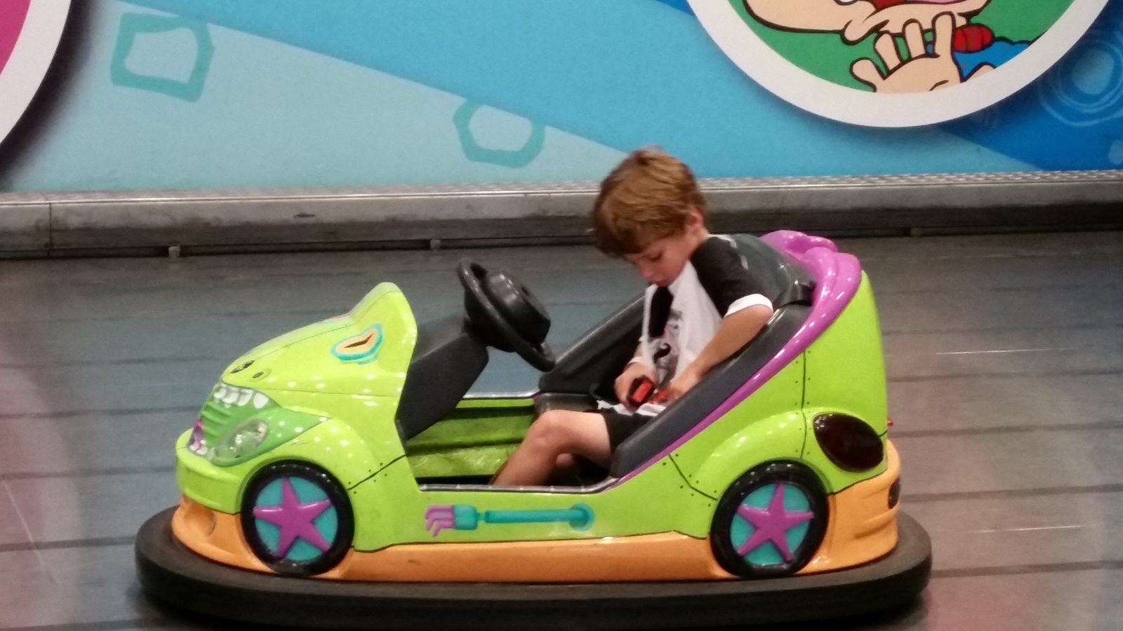 Thomas driving his own bumper car