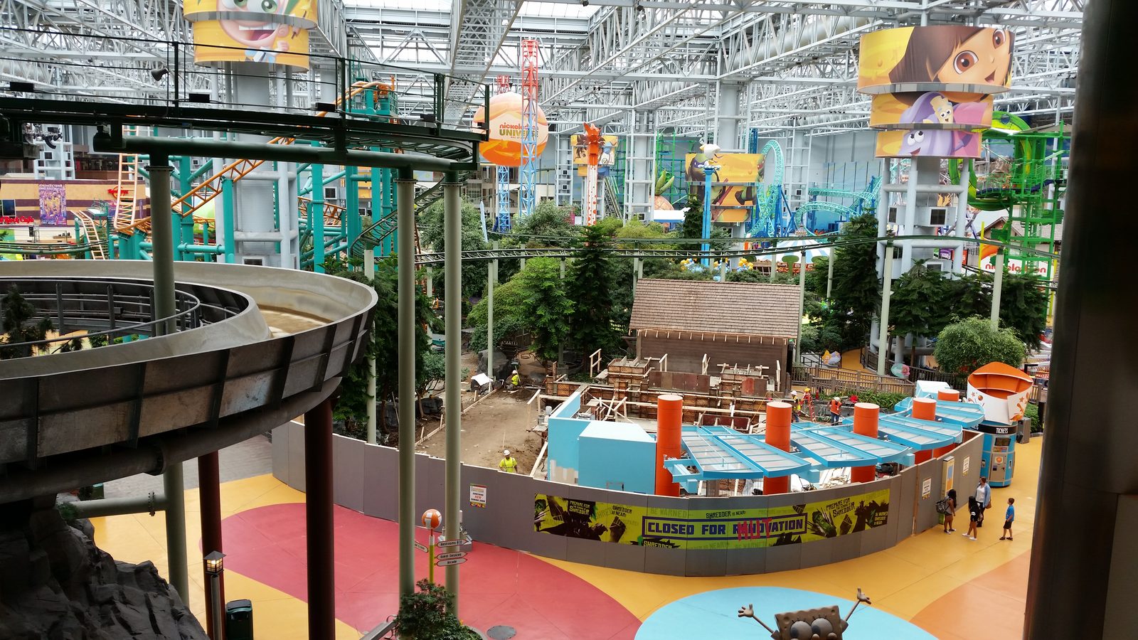 Rides fill Nickelodeon Universe under the glass roof