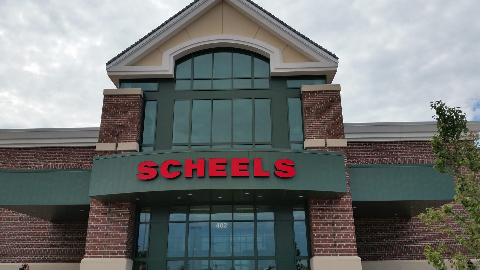 The Scheels store behind the statue walk