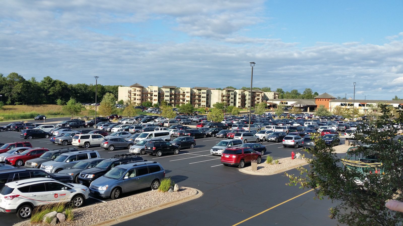 The resort's parking lot at Kalahari