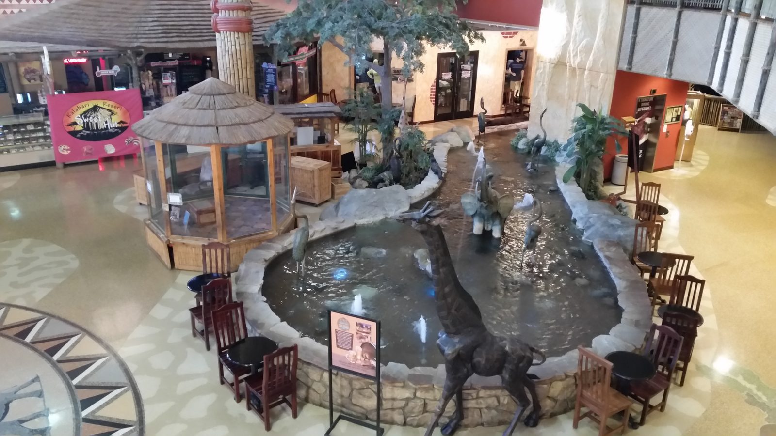Looking down over the Kalahari lobby atrium