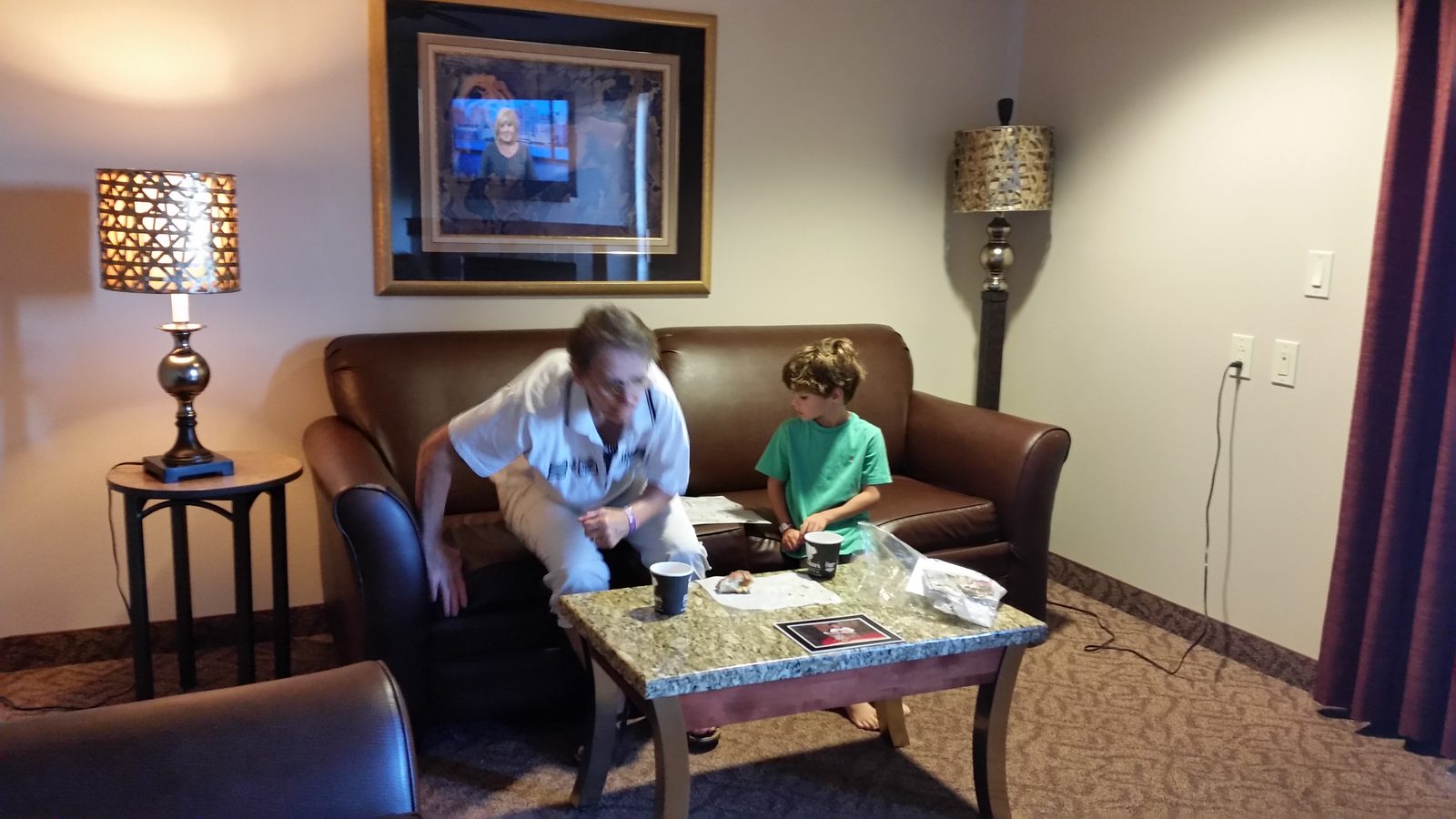 Grandma and Thomas at the coffee table