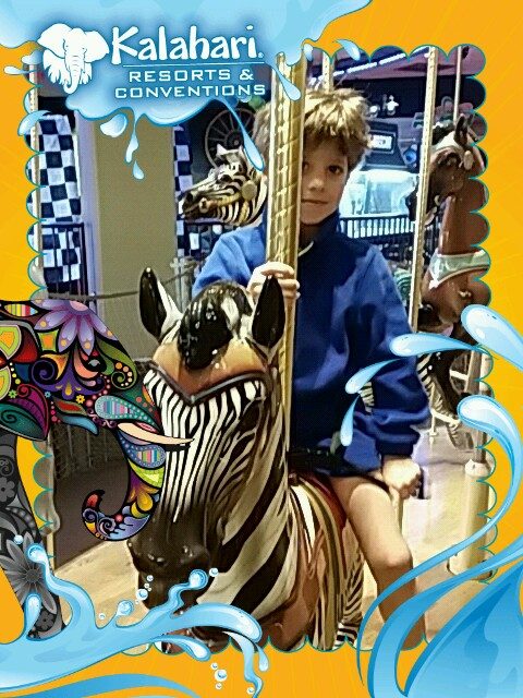 On the carousel zebra at Kalahari